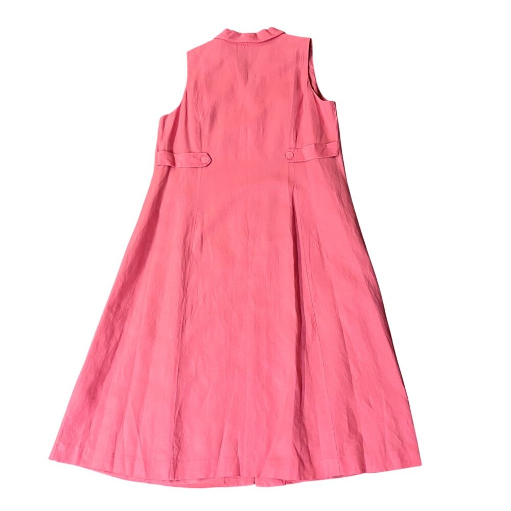 Vintage CJ Banks Linen Blend Midi Dress 20W Pink Button Front Used - Picture 5 of 16